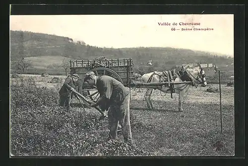 AK Vallé de Chevreuse, Scène Champêtre, Bauern mit Pferdewagen