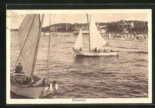 AK Zinnowitz, Segelschiffe vor dem Strand