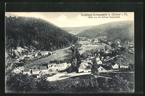 AK Ohrdruf i. Th., Stutzhaus-Schwarzwald, Blick von der Gothaer Vereinshütte