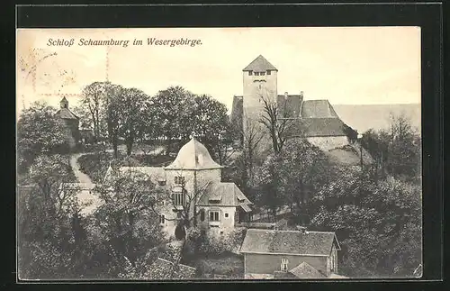 AK Rinteln, Ansicht von Schaumburg mit Burgturm