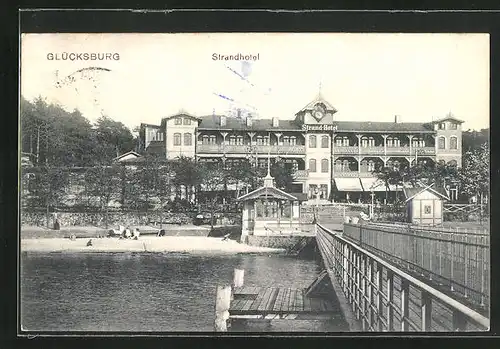 AK Glücksburg, Landungsbrücke am Strandhotel