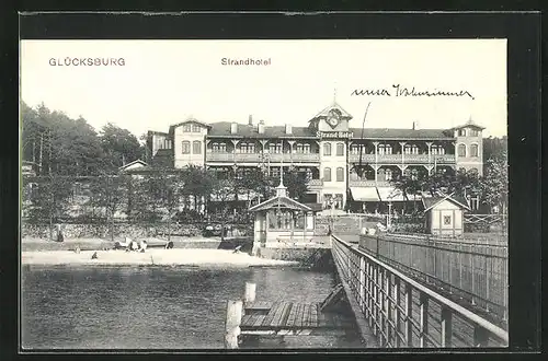 AK Glücksburg, Landungsbrücke am Strandhotel