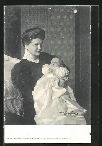 AK Grossherzogin Victoria Melita von Hessen-Darmstadt mit Säugling
