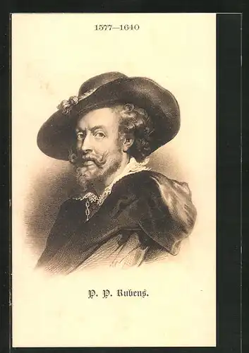 AK Porträtbild von P. P. Rubens mit Hut