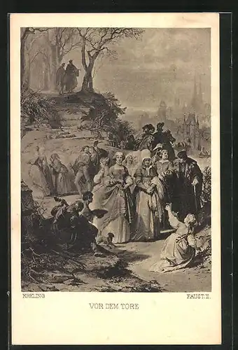 AK Szene aus Goethes Faust, Vor dem Tore