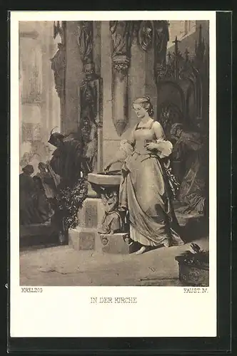AK Szene aus Goethes Faust, In der Kirche
