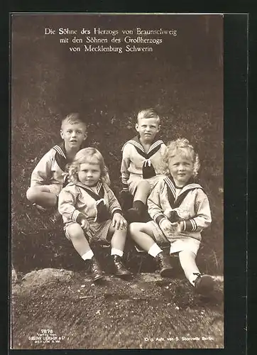AK Die Söhne des Herzogs von Braunschweig mit den Söhnen des Grossherzogs von Mecklenburg Schwerin
