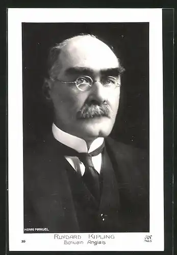 AK Portrait Ruydard Kipling, Ecrivain Anglais