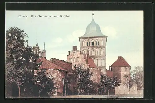 AK Lübeck, Alte Stadtmauer am Burgtor