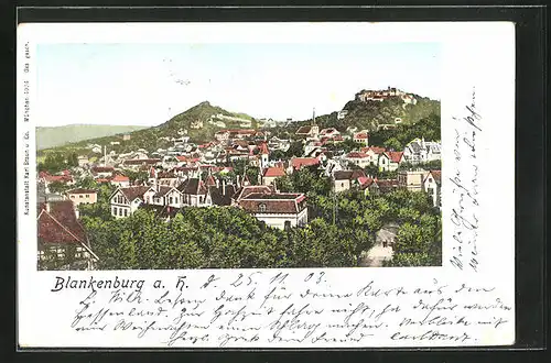 AK Blankenburg i. H., Totalansicht von der Stadt