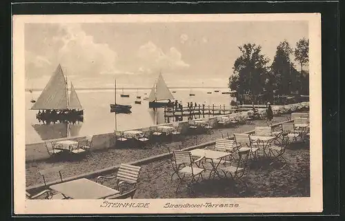 AK Steinhude, Seepartie mit Strandhotel-Terrasse