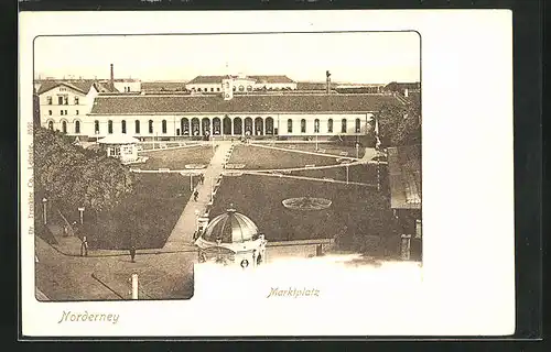 AK Norderney, Marktplatz aus der Vogelschau