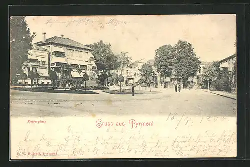 AK Pyrmont, Kaiserplatz mit Denkmal