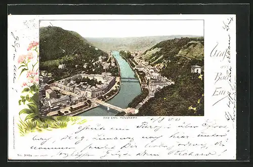 AK Bad Ems, Panorama aus der Vogelschau