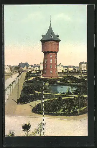 AK Cuxhaven, Bahnhofstrasse und Wasserturm