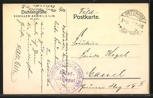 AK Büste und Zitat Schillers