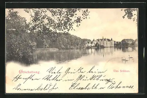 AK Glücksburg /Ostsee, Schloss mit Schwänen