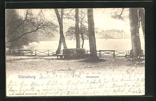 AK Glücksburg /Ostsee, Schloss mit Königseiche