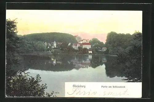 AK Glücksburg /Ostsee, Partie am Schlossteich