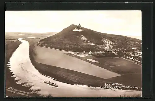 AK Porta Westfalica, Blick vom Jakobsberg auf den Wittekindsberg