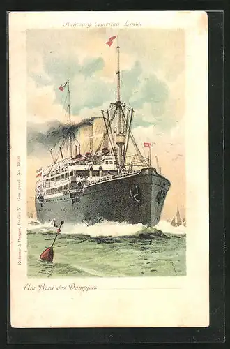 AK An Board des Dampfers auf der Hamburg-Amerika Linie