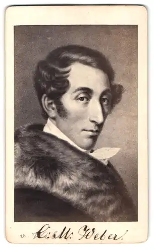 Fotografie H. Hintze, Berlin, Portrait Carl Maria von Weber mit Pelzschal