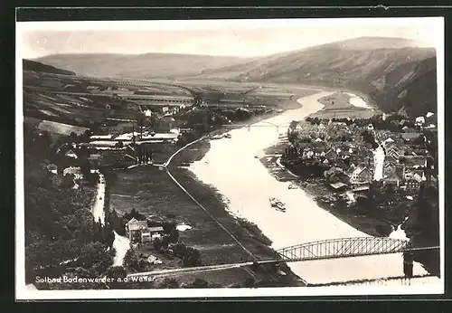 AK Bodenwerder a. d. Weser, Teilansicht mit Brücke