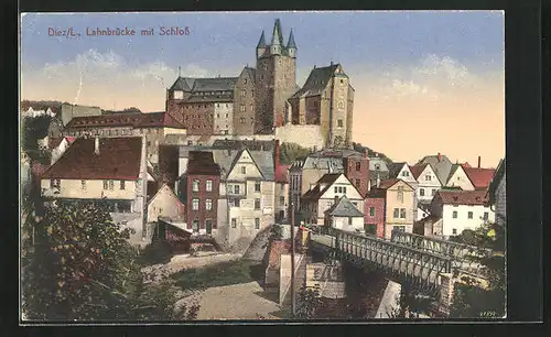 AK Diez /L., Lahnbrücke mit Schloss