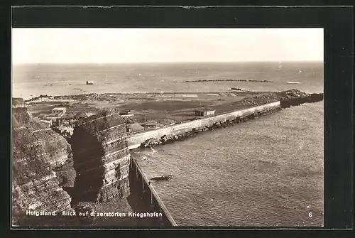 AK Helgoland, Blick auf den zerstörten Kriegshafen