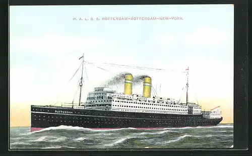 AK Passagierschiff H. A. L. S. S. Rotterdam-Rotterdam-New York