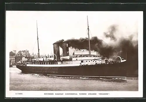 AK Passagierschiff Turbine Steamer Engadine - Southern Railway Continental