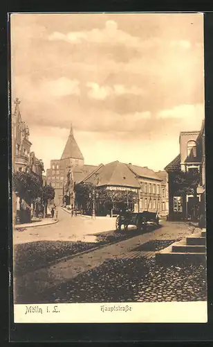 AK Mölln i. L., Hauptstrasse mit Karren