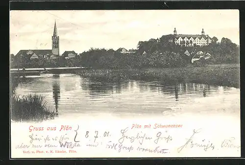 AK Plön, Ort mit Schwanensee