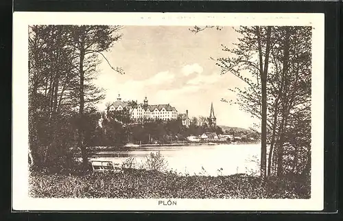 AK Plön, Blick auf Schloss und Kirche