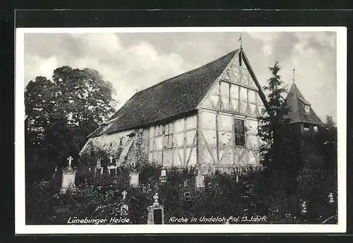 AK Undeloh, Kirche mit Friedhof