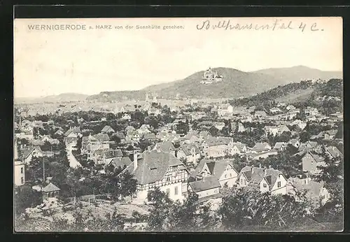 AK Wernigerode /Harz, Ortspartie mit Schloss