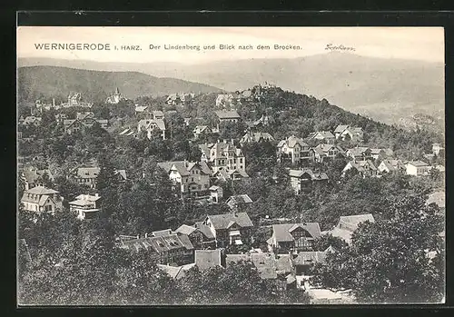 AK Wernigerode /Harz, Ortspartie mit Lindenberg