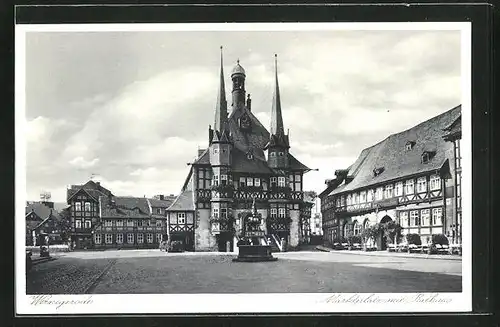 AK Wernigerode, Marktplatz mit Rathaus