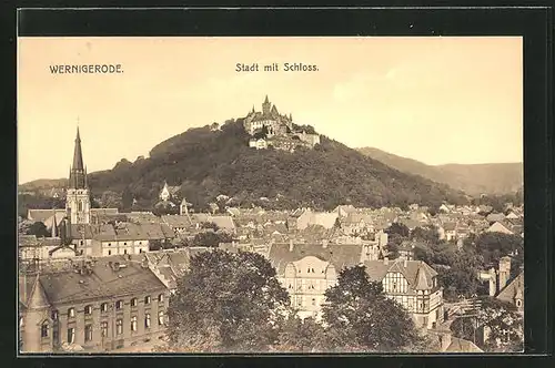 AK Wernigerode, Stadt mit Schloss