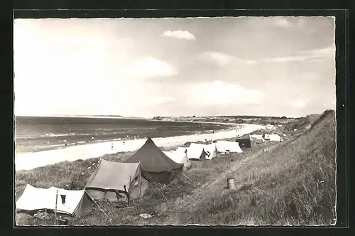 AK Sehlendorf /Kr. Plön, Strand mit Zeltlager