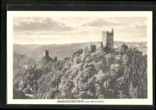 AK Manderscheid, Burgruinen vom Marienblick aus