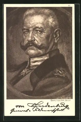 Künstler-AK Generalfeldmarschall Paul von Hindenburg
