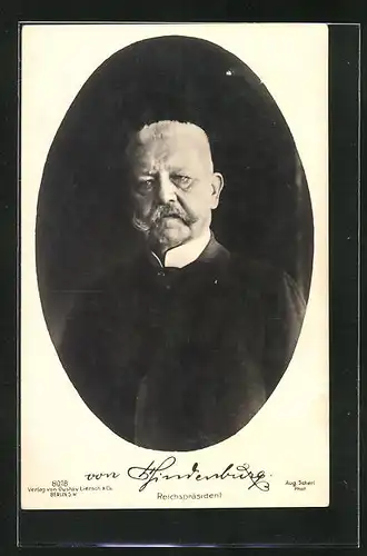AK Reichspräsident Paul von Hindenburg im Portrait