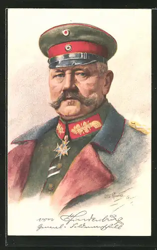 Künstler-AK Generalfeldmarschall Paul von Hindenburg im Portrait