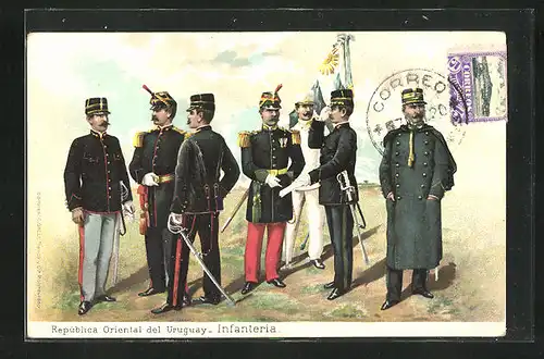 AK Uruguay, Soldaten der Infanterie in Uniform