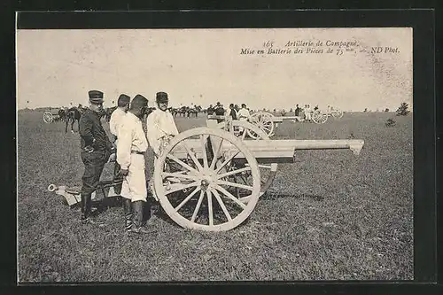 AK Artillerie de Campagne, Mise en Batterie des Piéces de 75mm