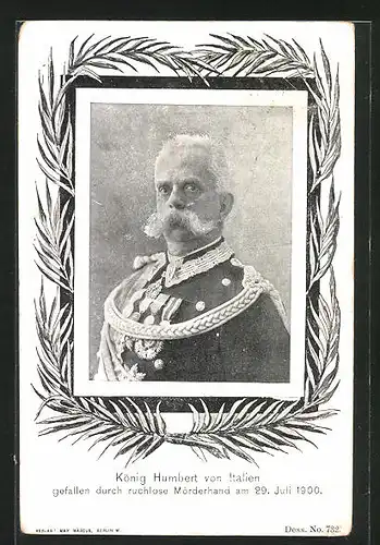 AK König Humbert von Italien in Uniform, Gefallen 1900