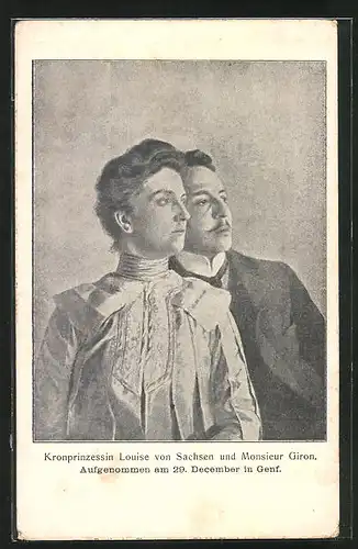 AK Genf, Kronprinzessin Louise von Sachsen und Monsieur Giron