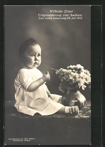 AK Wilhelm Ernst, Erbgrossherzog von Sachsen zum ersten Geburtstag 1913