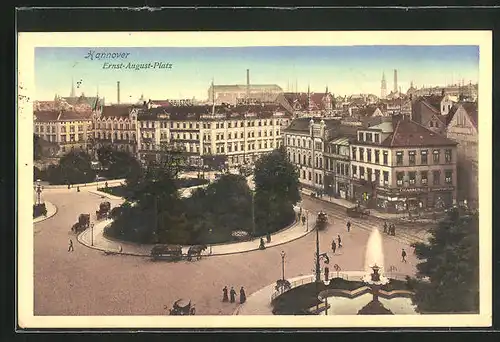 AK Hannover, Ernst-August-Platz aus der Vogelschau